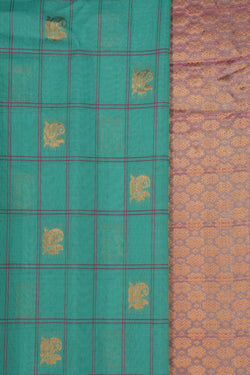 Image of Gadwal Kattam Sea Green Saree