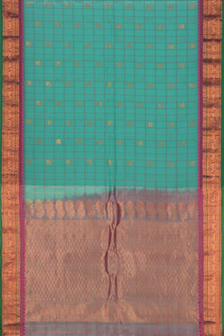 Image of Gadwal Kattam Sea Green Saree