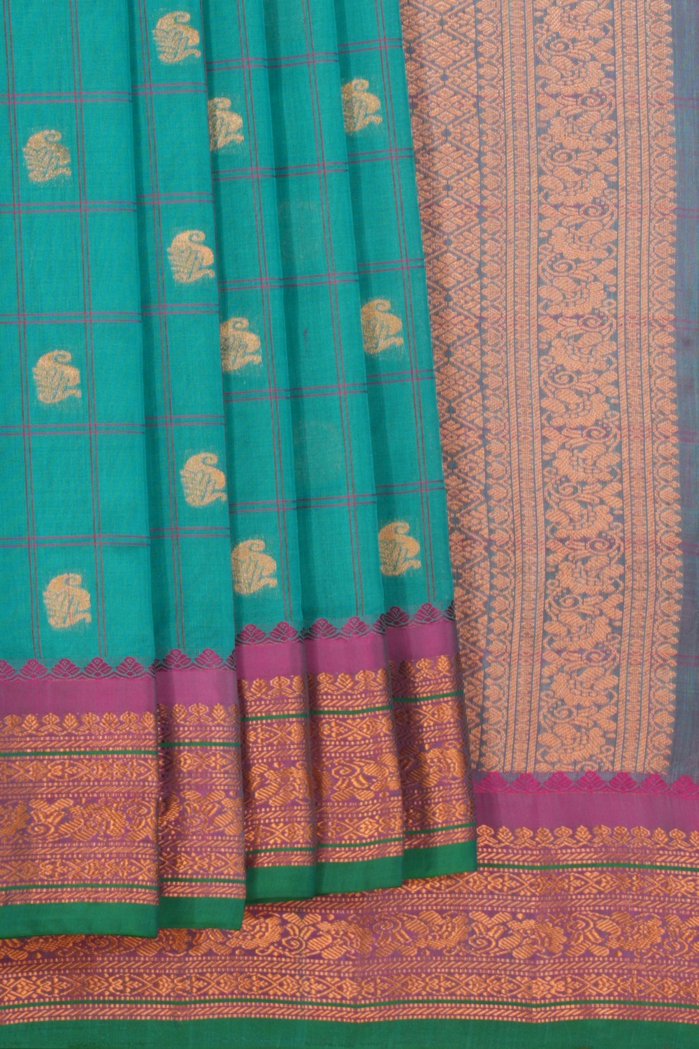 Gadwal Kattam Sea Green Saree