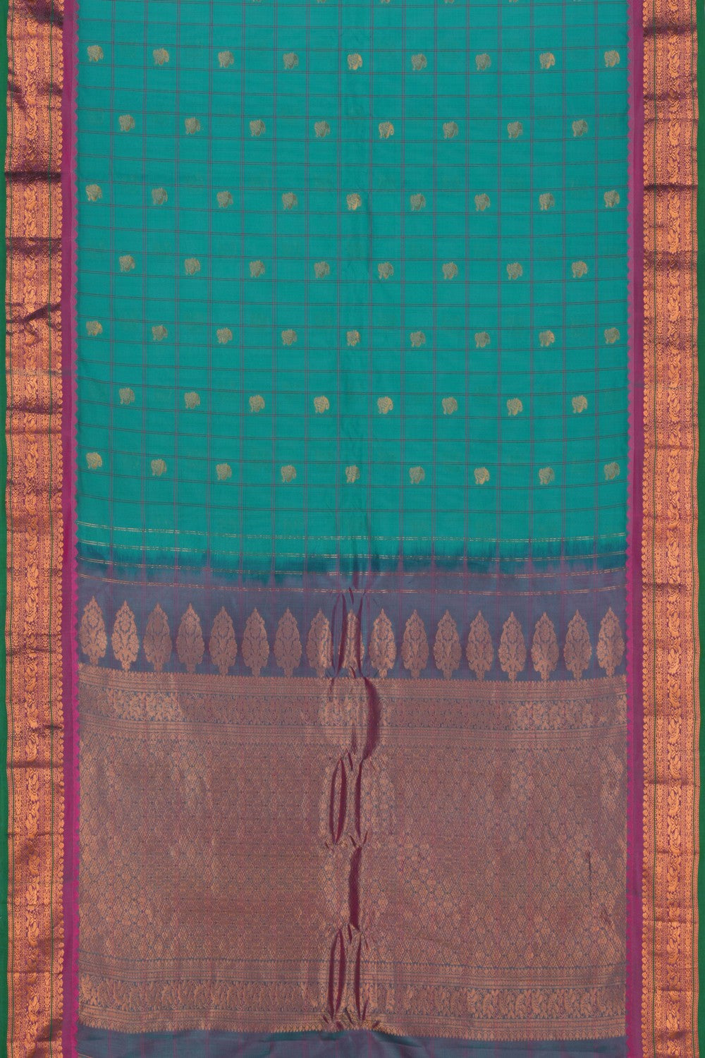 Gadwal Kattam Sea Green Saree