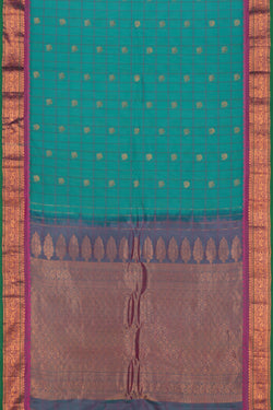 Image of Gadwal Kattam Sea Green Saree