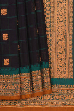 Image of Gadwal Kattam Black Saree