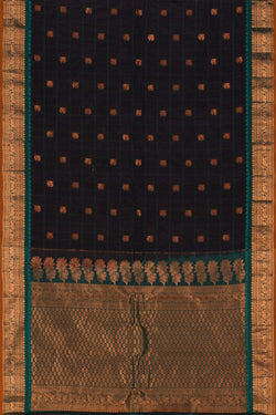 Image of Gadwal Kattam Black Saree