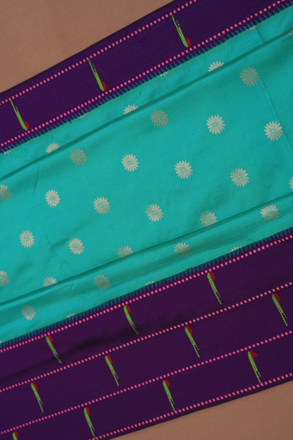 Image of Paithani Turquoise Blue Saree