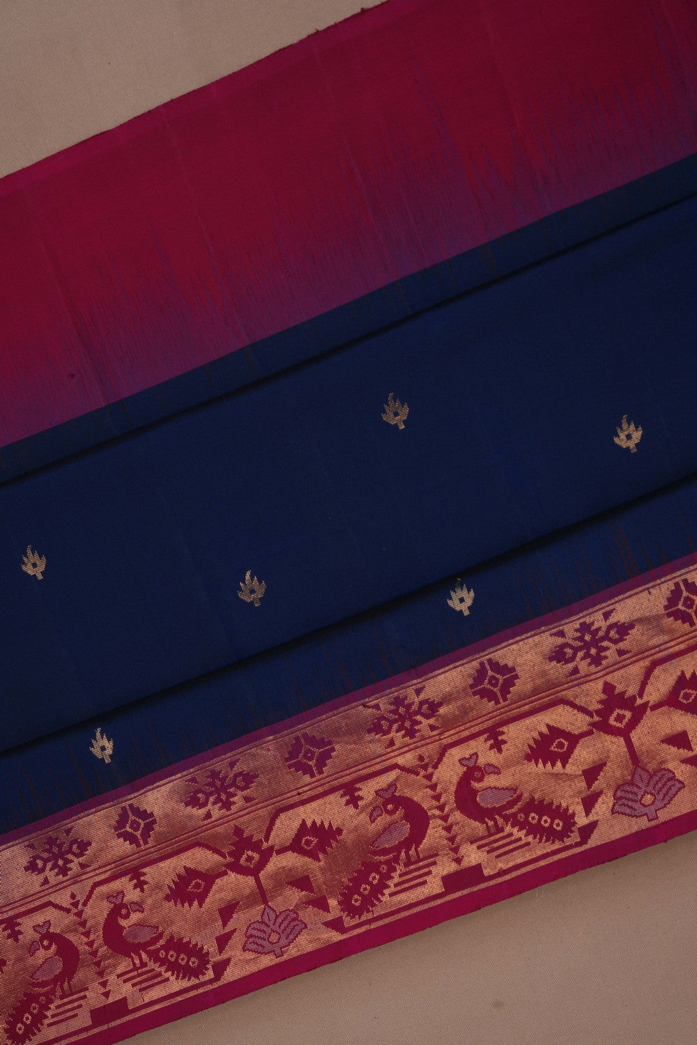 Image of South Silk Navy Blue Saree