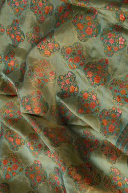 Image of Tissue Brocade Blue Saree