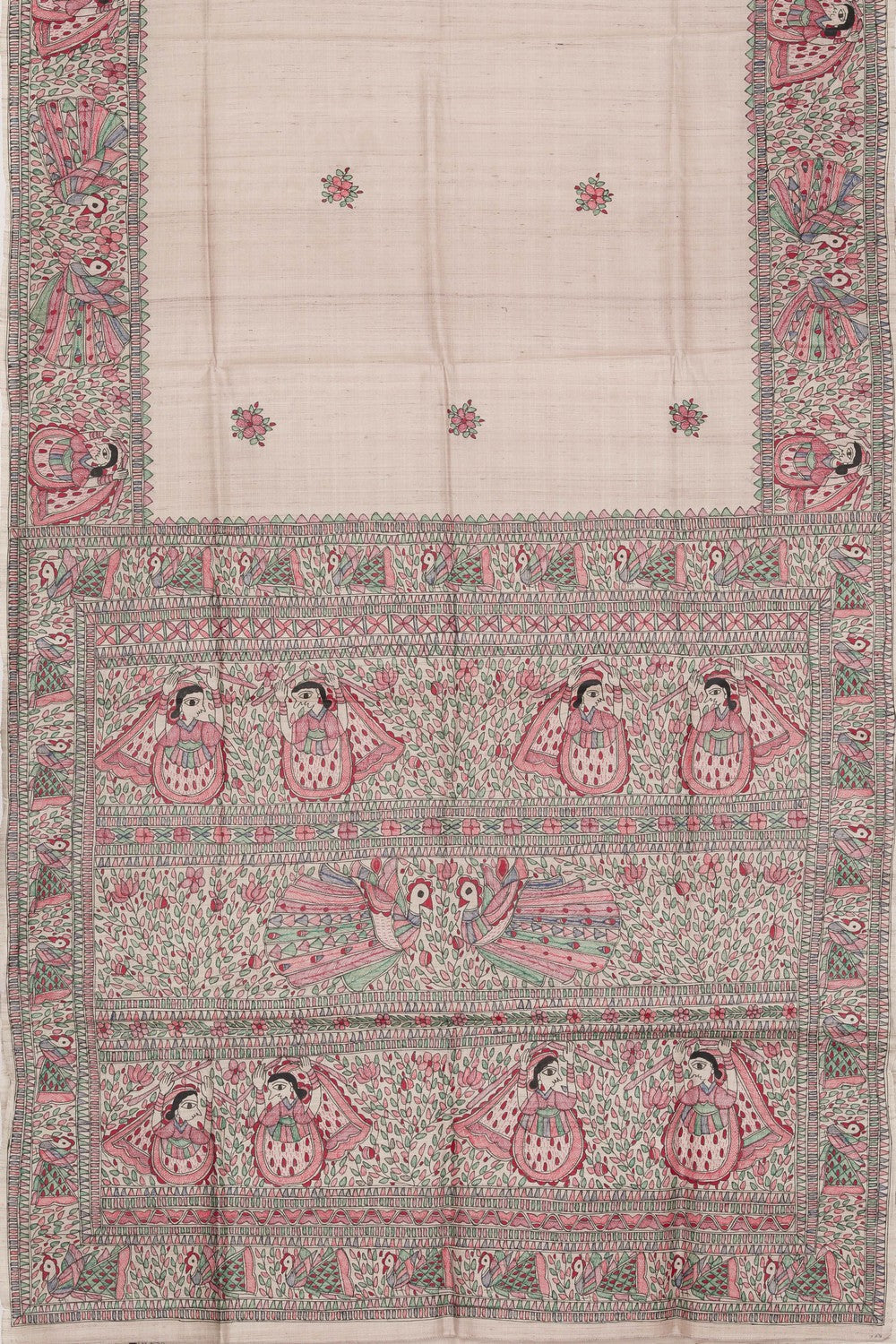 Image of Madhubani Hand-Painted Saree