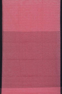 Image of Cotton Kattam Coral Pink Saree