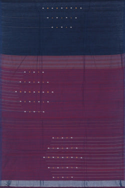 Image of Cotton Navy Blue Saree