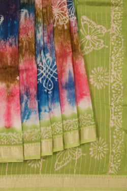 Image of Mangalgiri Silk Shibori Printed Saree