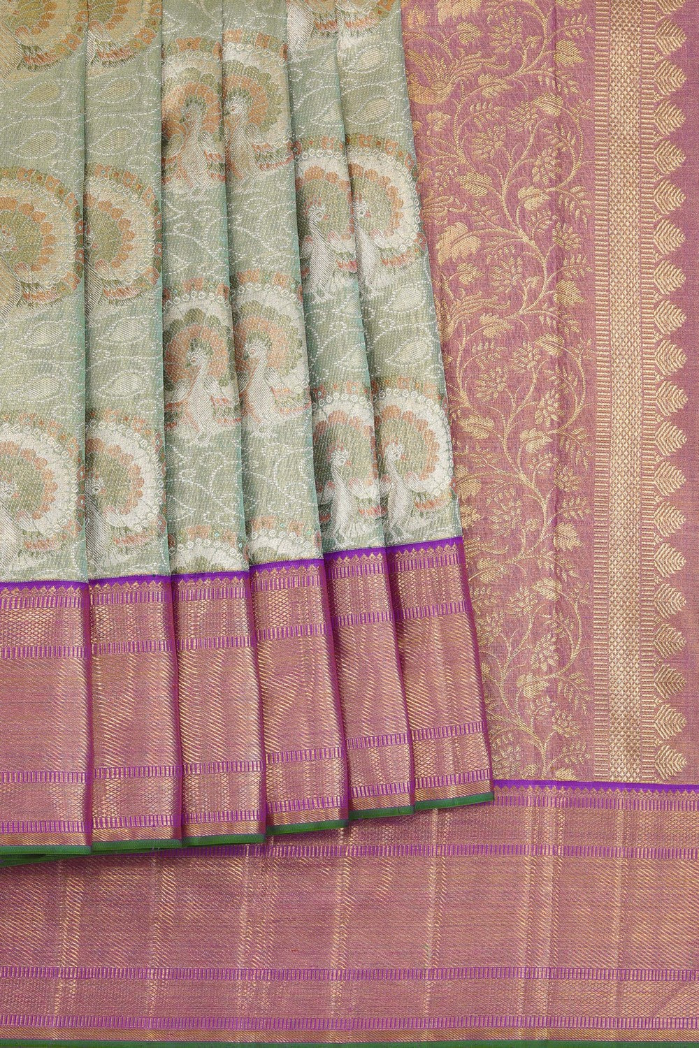 Kanchipattu Tissue Brocade Green Saree