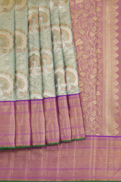 Image of Kanchipattu Tissue Brocade Green Saree