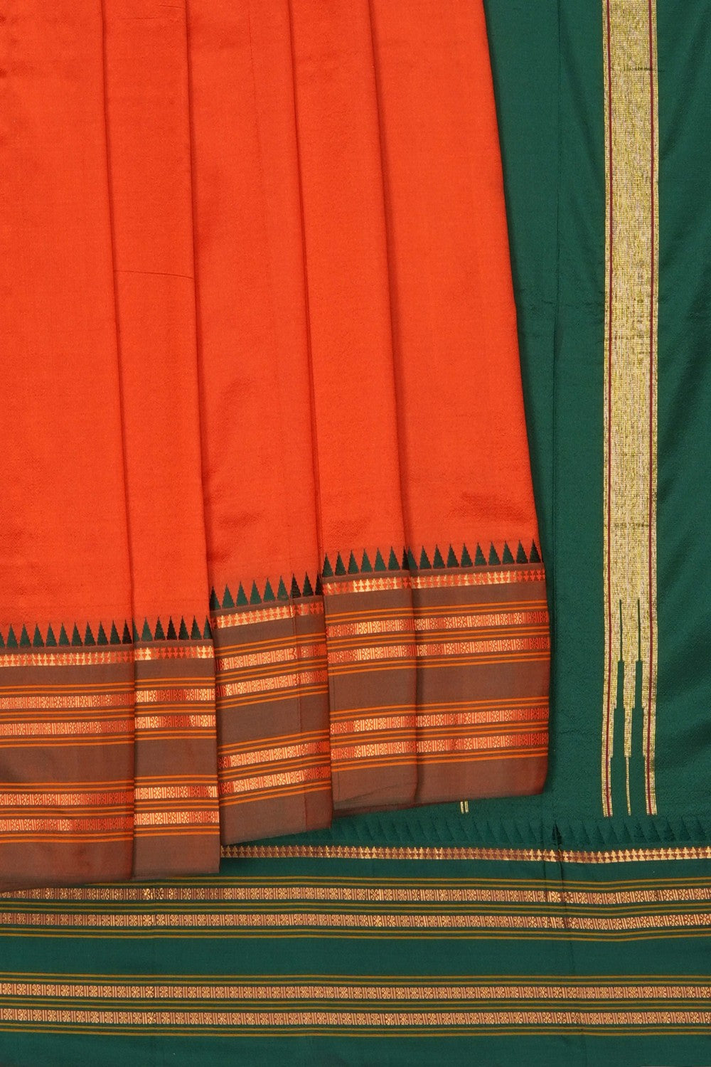 Image of Orange Narayanpet Silk Saree