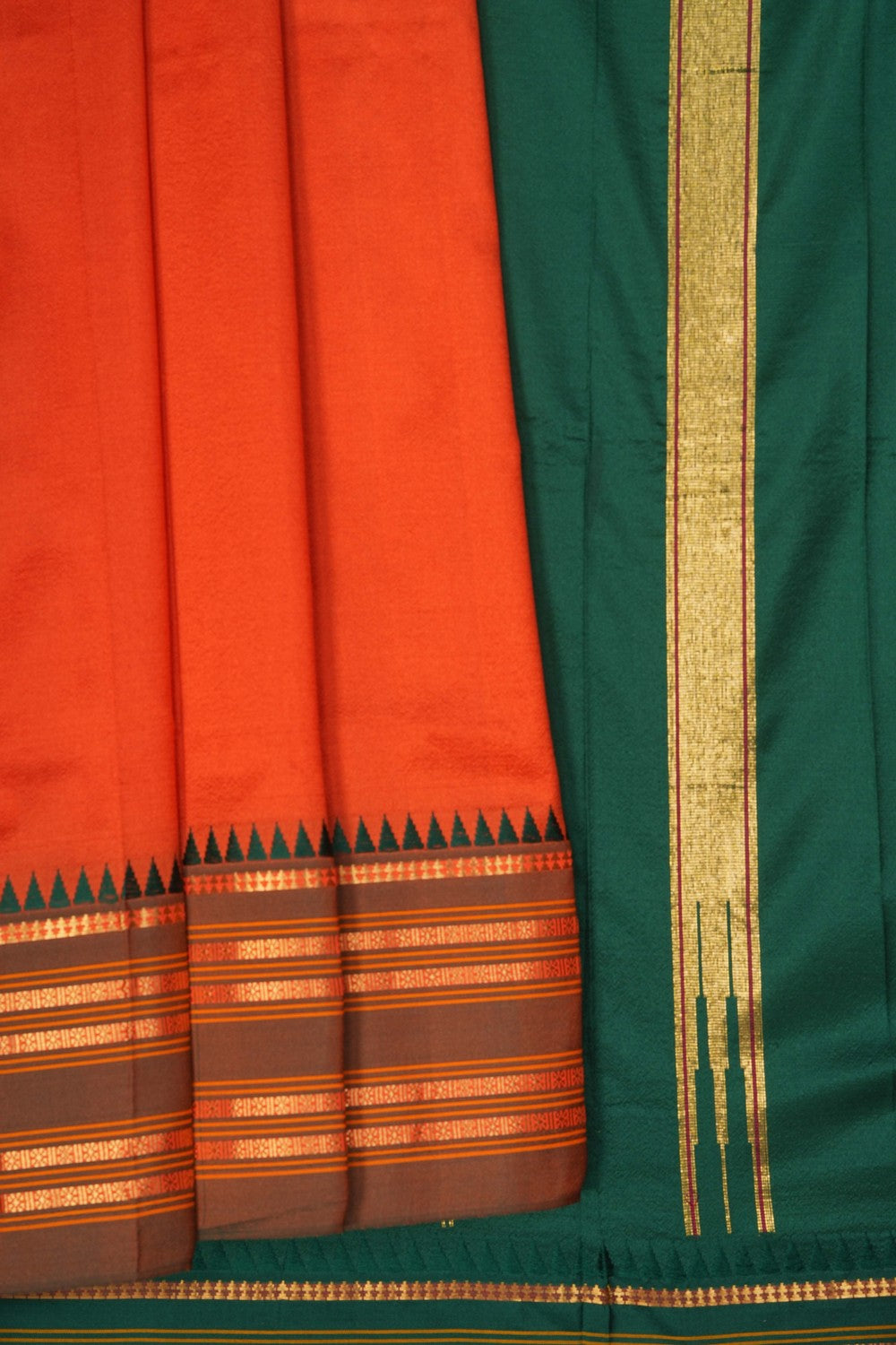 Image of Orange Narayanpet Silk Saree
