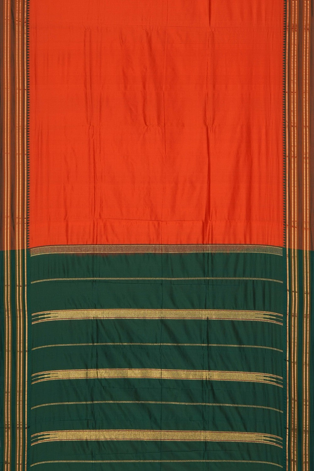 Image of Orange Narayanpet Silk Saree
