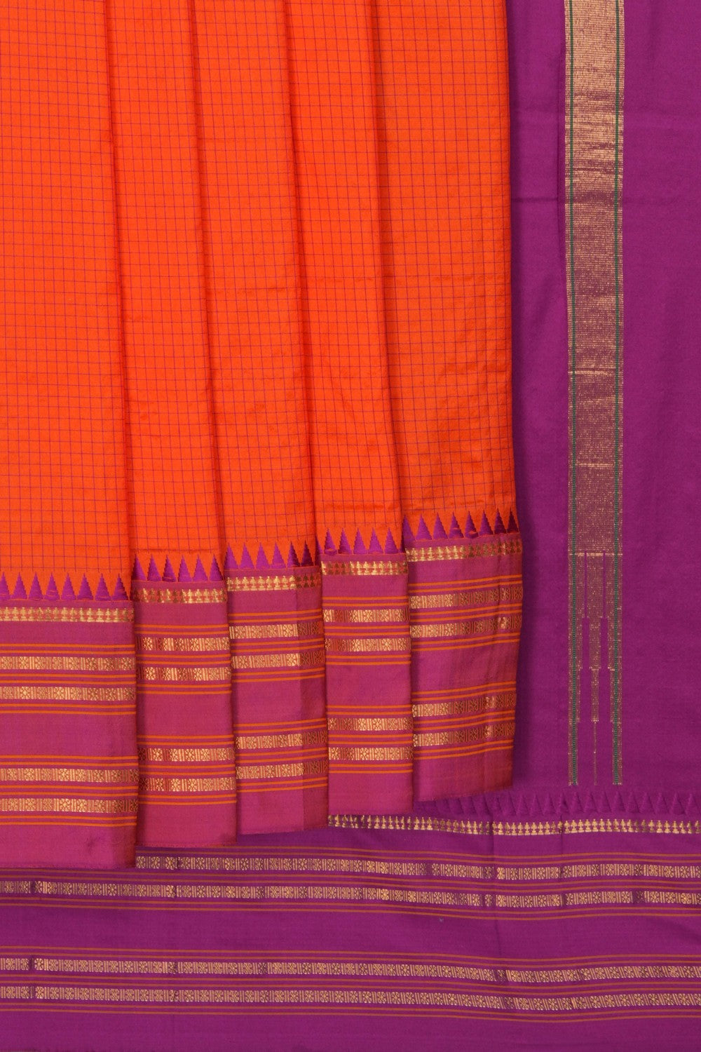 Image of Orange Narayanpet Silk Saree