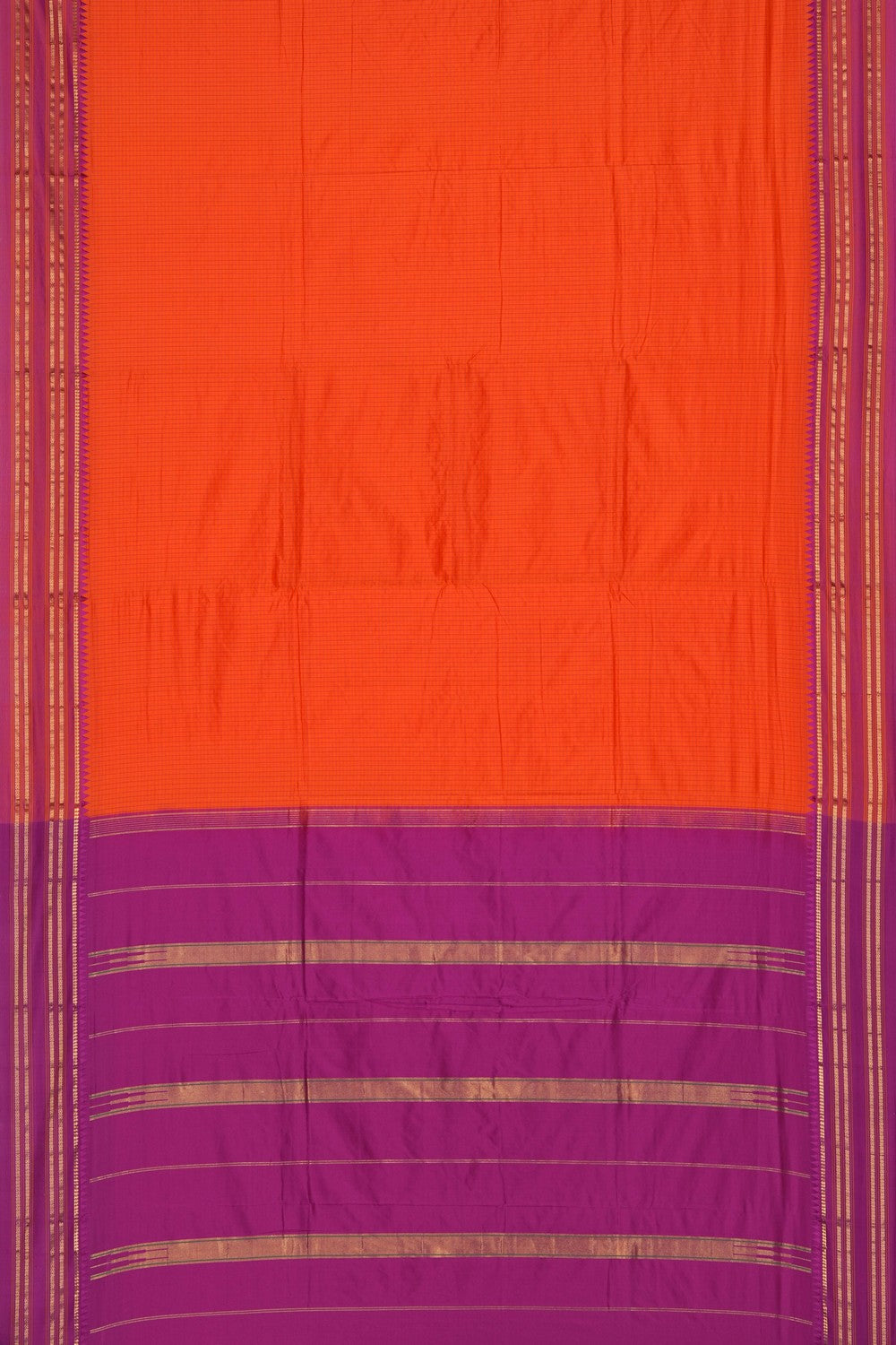 Image of Orange Narayanpet Silk Saree