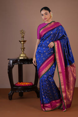 Image of Narayanpet Silk Indigo Blue Saree