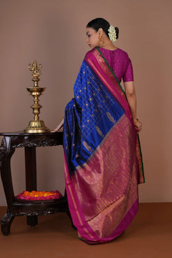 Image of Narayanpet Silk Indigo Blue Saree