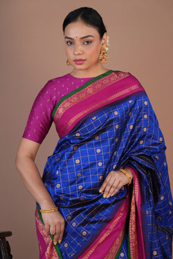 Image of Narayanpet Silk Indigo Blue Saree