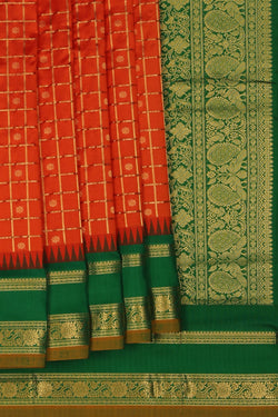 Image of Narayanpet Silk Orange Saree