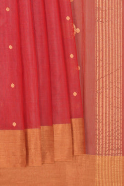 Image of Chanderi Cotton Coral Pink Saree