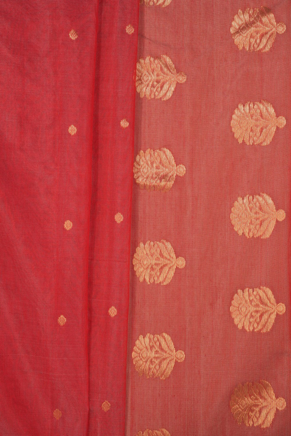 Chanderi Cotton Coral Pink Saree