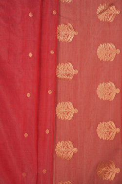 Image of Chanderi Cotton Coral Pink Saree