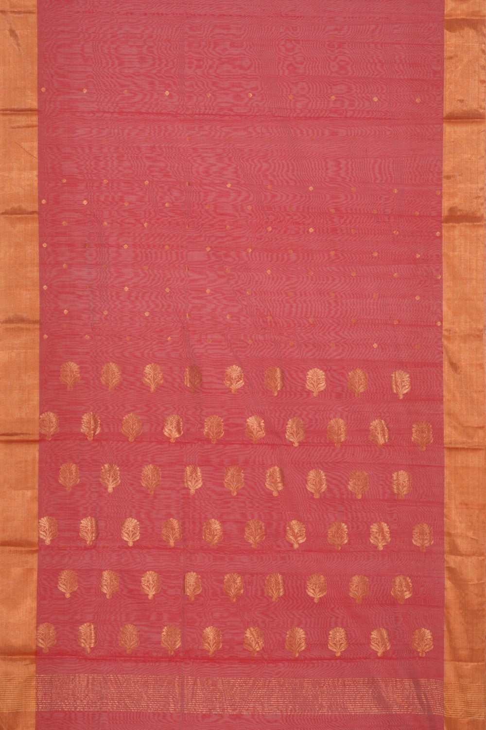 Chanderi Cotton Coral Pink Saree