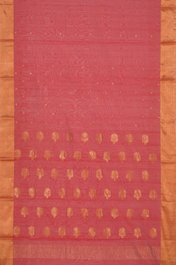 Image of Chanderi Cotton Coral Pink Saree