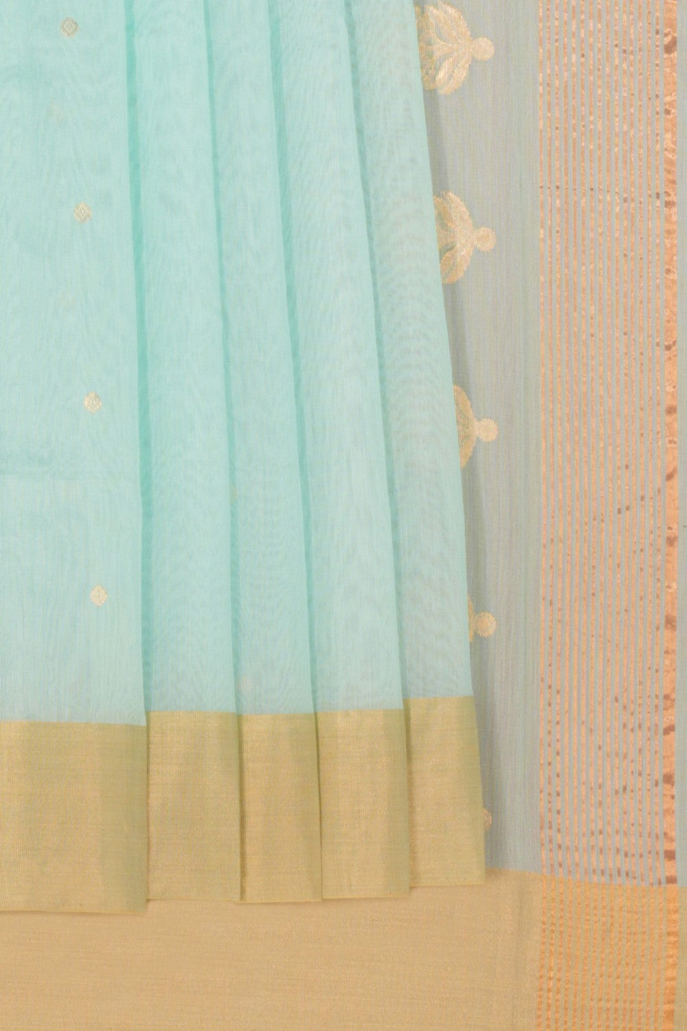 Chanderi Cotton Aqua Blue Saree