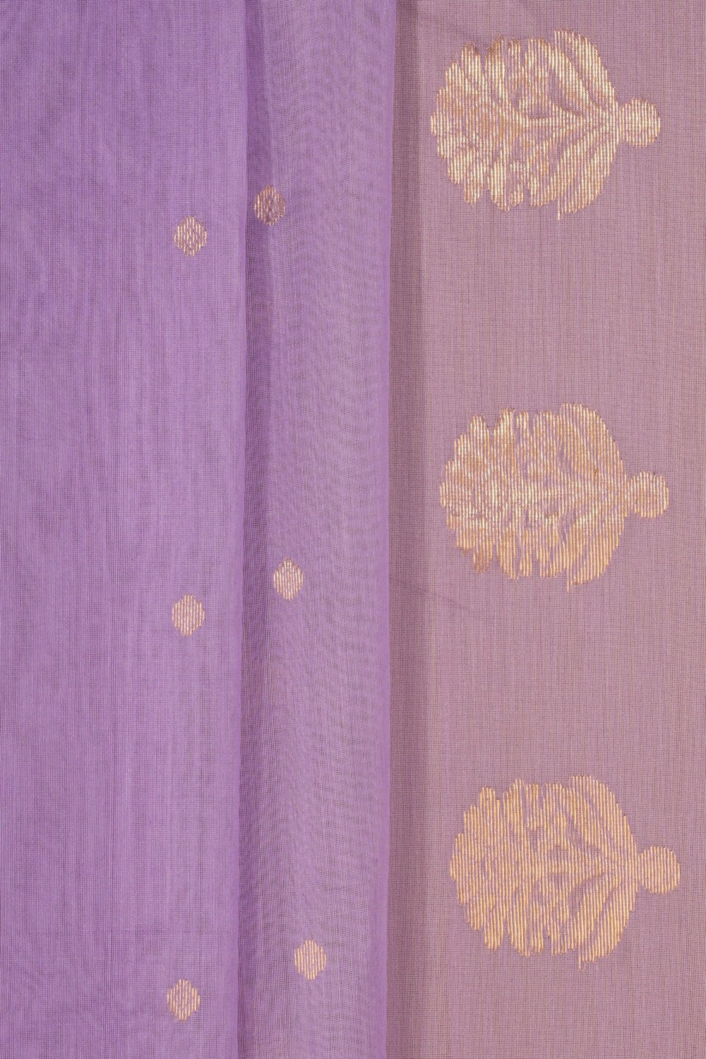 Chanderi Cotton Lavender Purple Saree