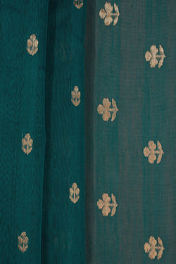 Image of Chanderi Cotton Teal Green Saree