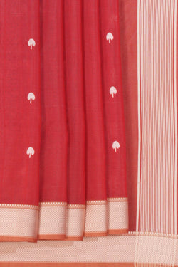 Image of Chanderi Cotton Silk Red Saree