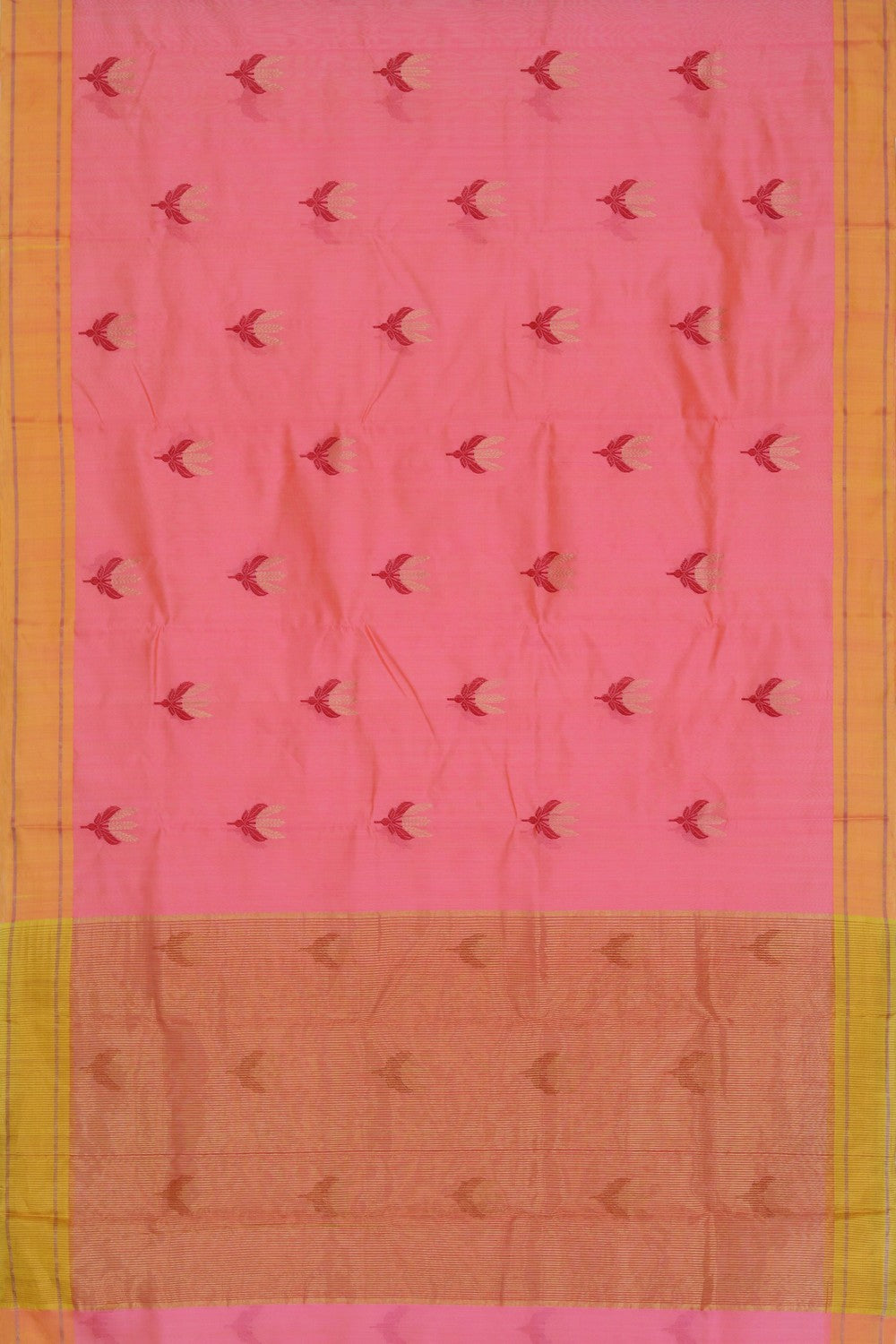 Image of Chanderi Cotton Silk Fuchsia-Pink Saree