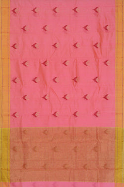 Image of Chanderi Cotton Silk Fuchsia-Pink Saree