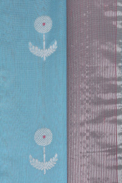 Image of Chanderi Cotton Silk Smoky Blue Saree