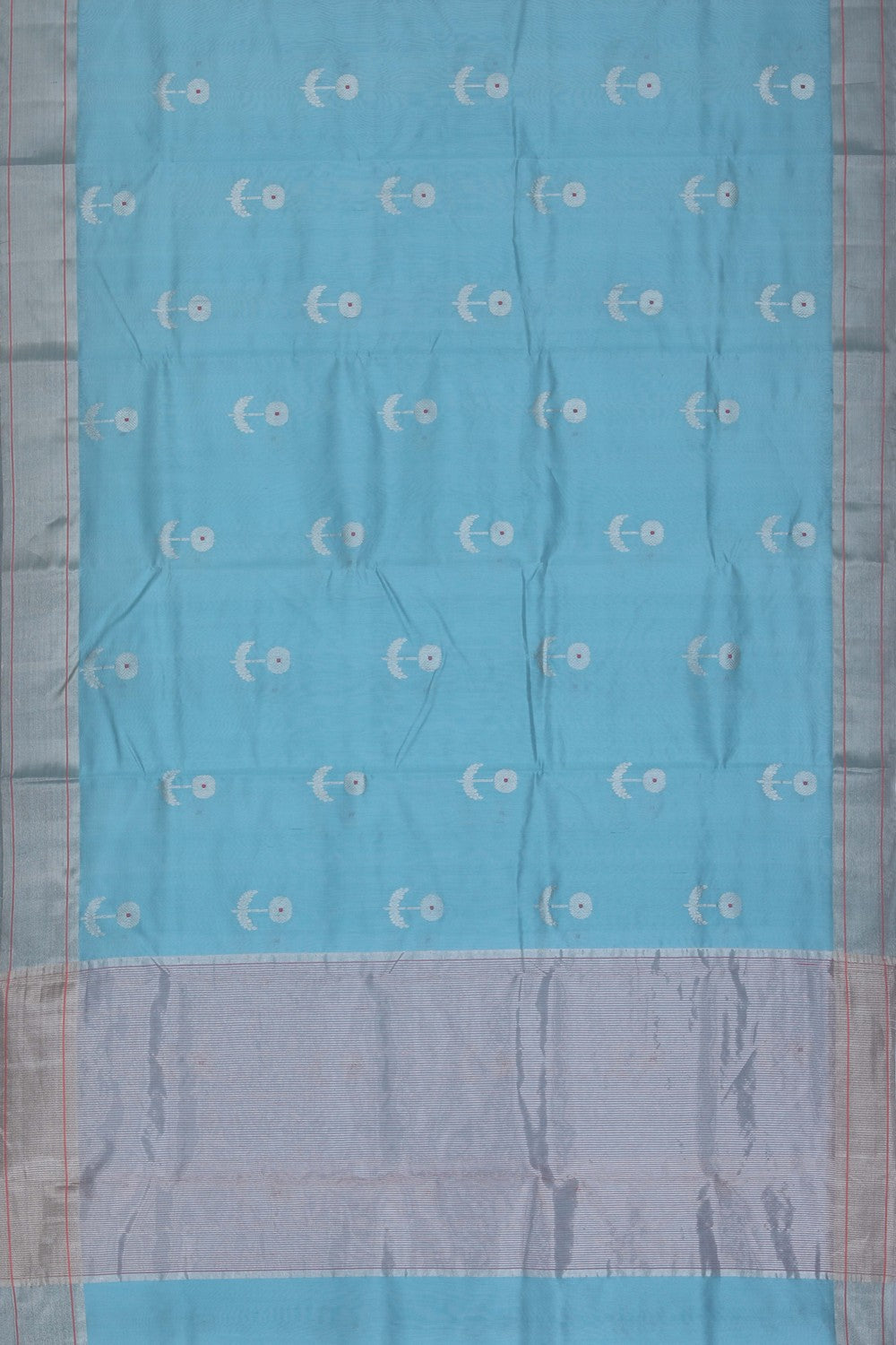 Chanderi Cotton Silk Smoky Blue Saree