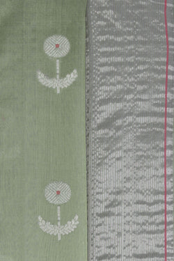 Image of Chanderi Cotton Silk Sage Green Saree