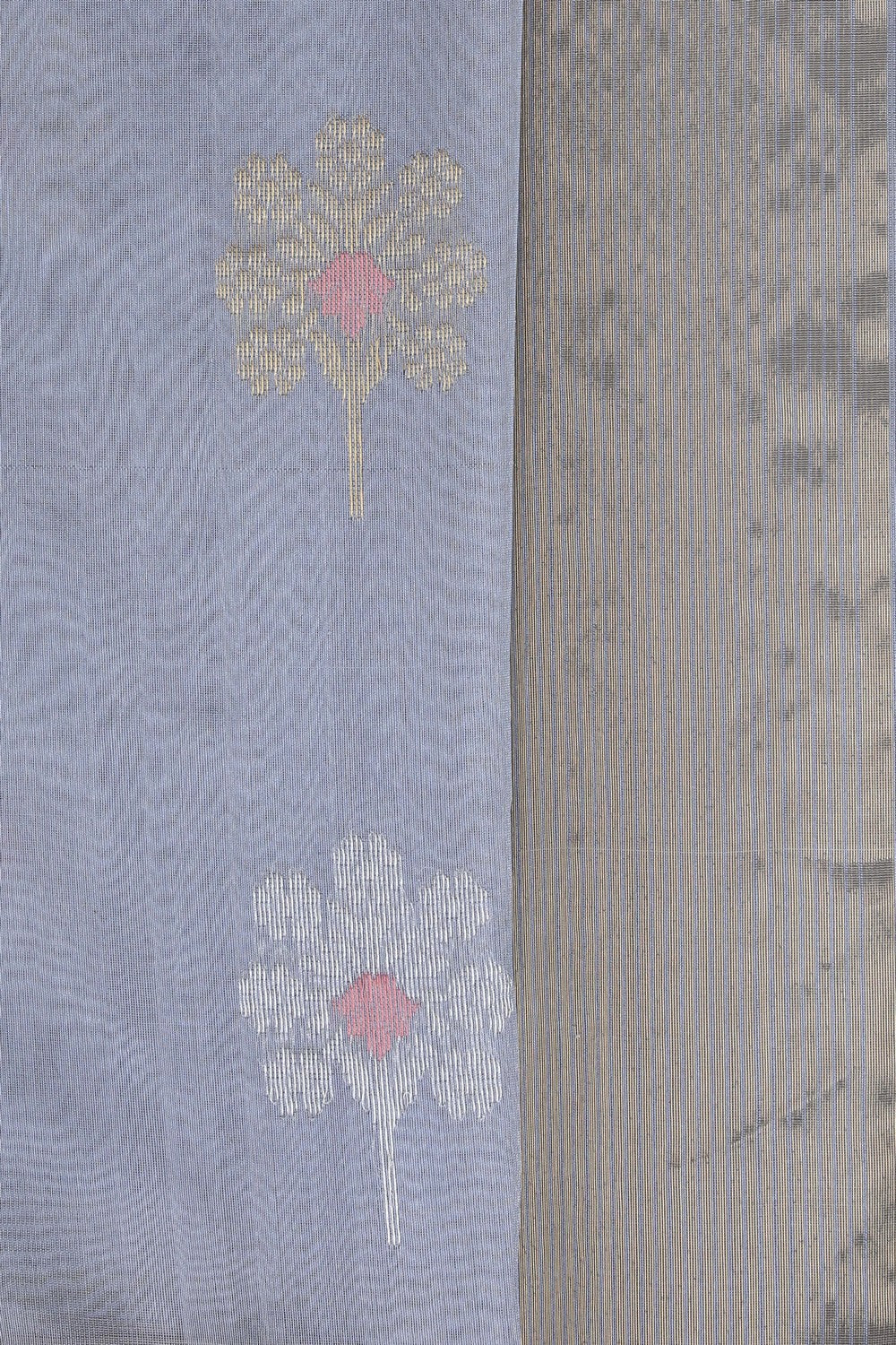 Image of Chanderi Cotton Silk Grey Saree