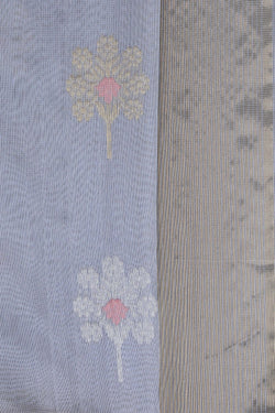 Image of Chanderi Cotton Silk Grey Saree