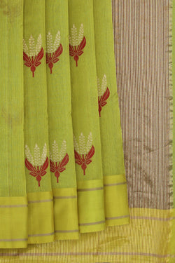 Image of Chanderi Cotton Silk Spring Green Saree