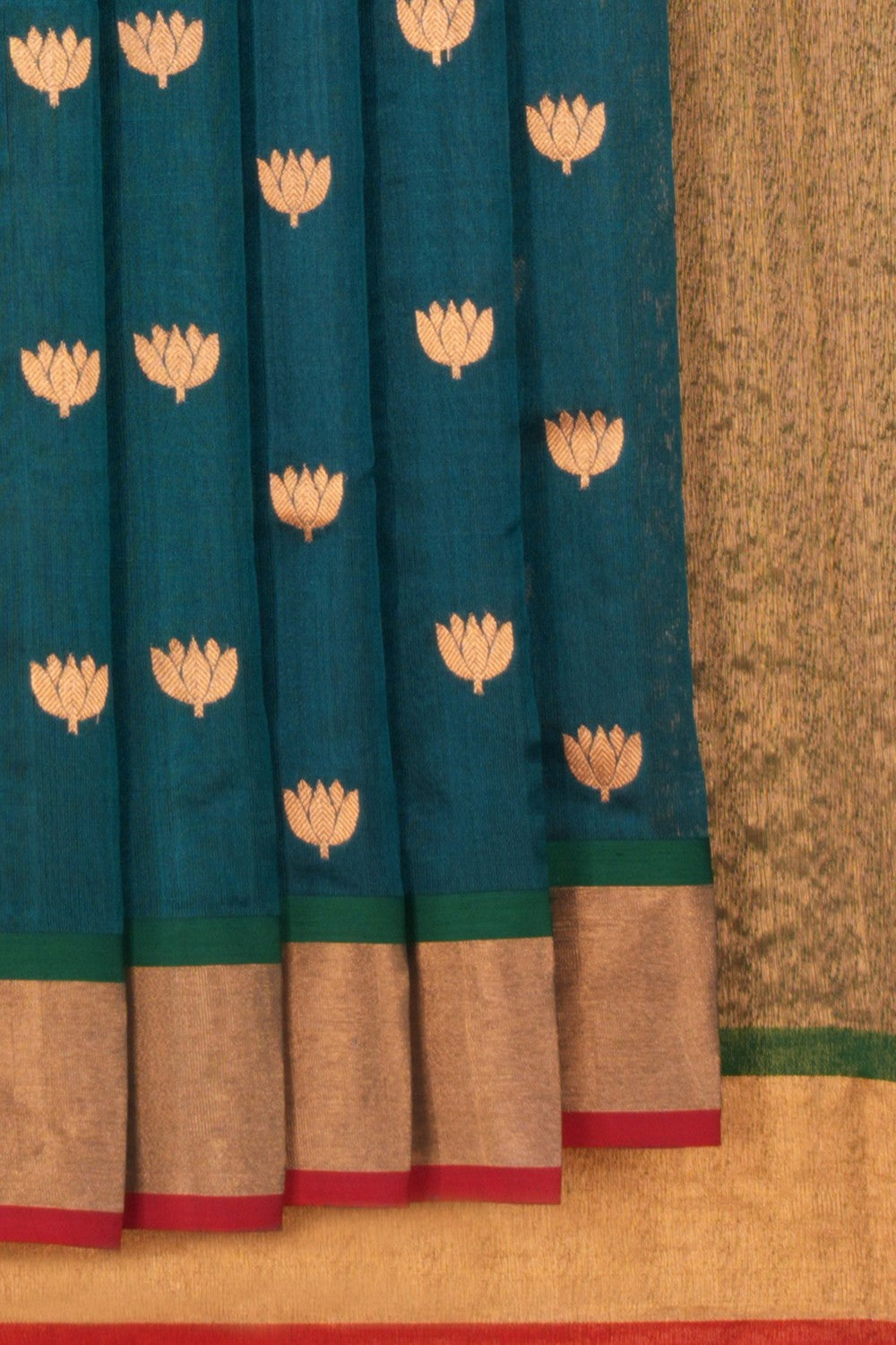 Chanderi Cotton Silk Teal Green Saree