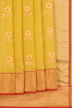 Image of Chanderi Cotton Silk Spring Yellow Saree