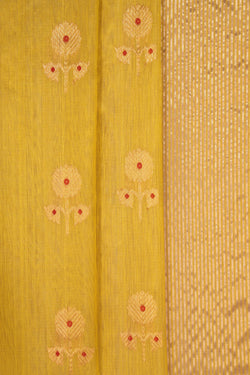 Image of Chanderi Cotton Silk Spring Yellow Saree