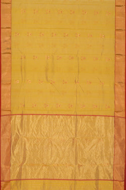 Image of Chanderi Cotton Silk Spring Yellow Saree