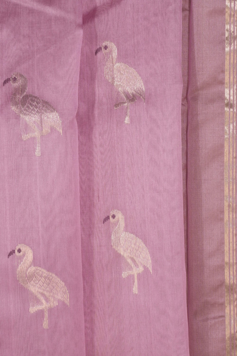 Chanderi Cotton Silk Lavender Purple Saree