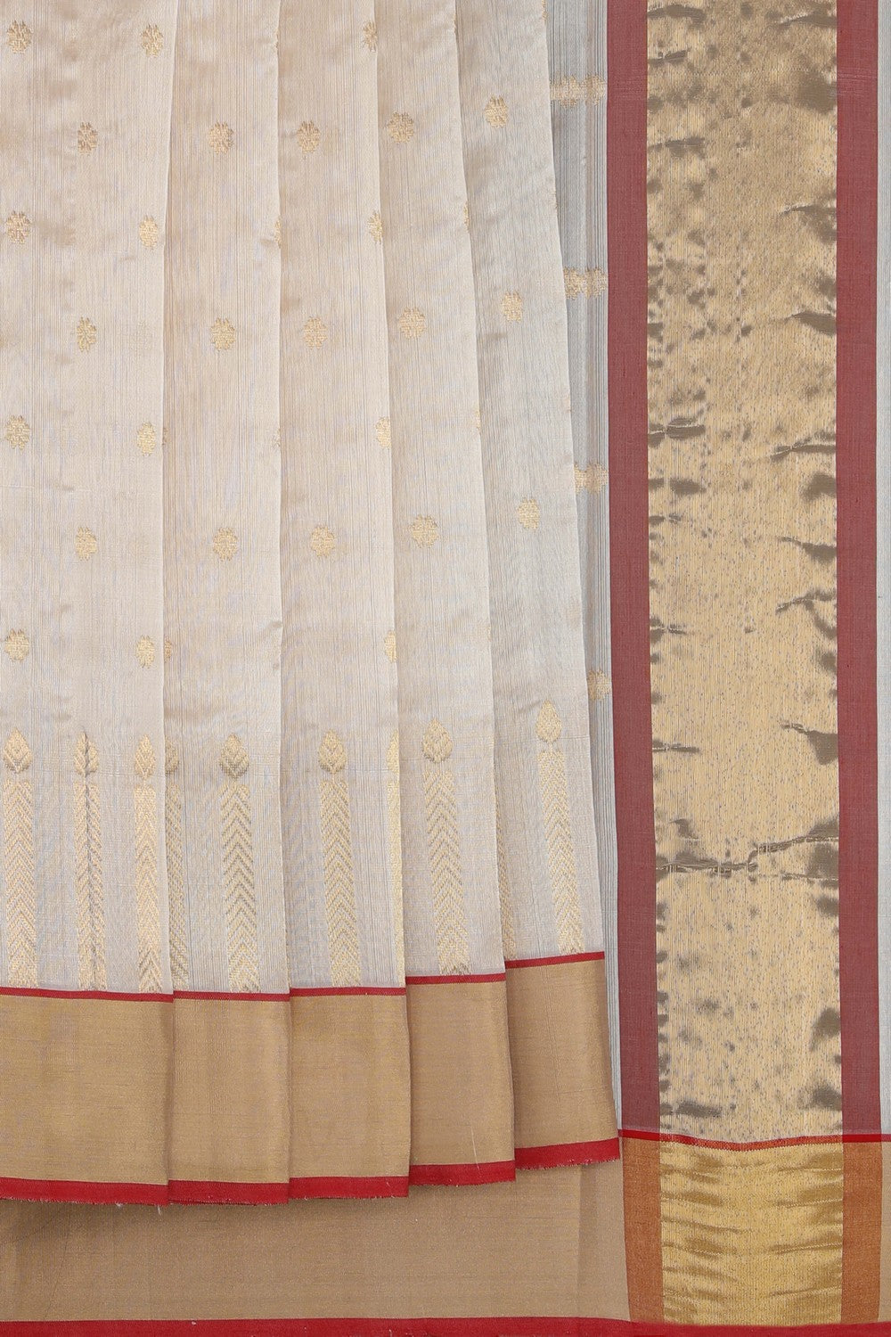 Chanderi Cotton Silk Ivory Off-White Saree