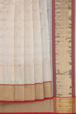 Image of Chanderi Cotton Silk Ivory Off-White Saree