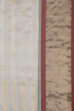 Image of Chanderi Cotton Silk Ivory Off-White Saree